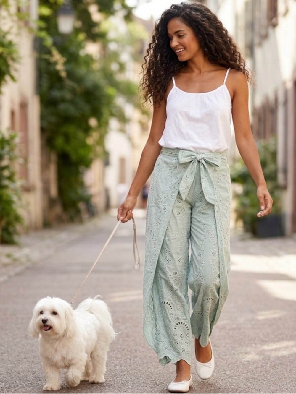 🍡Young Fabulous & Broke Geneva Embroidered Eyelet Boho Side Slit Beach Pants 🍡